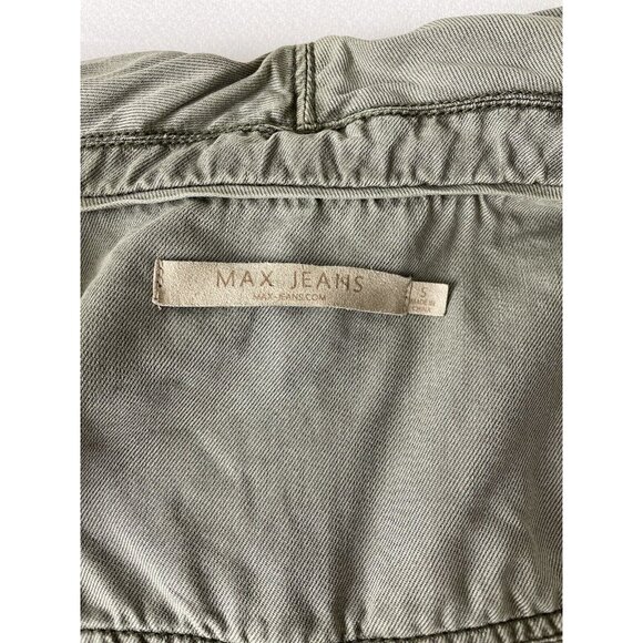 Max Jeans Military Jacket Size S Washed Olive Green Khaki Tencel Drape  [STAIN] - Picture 7 of 12